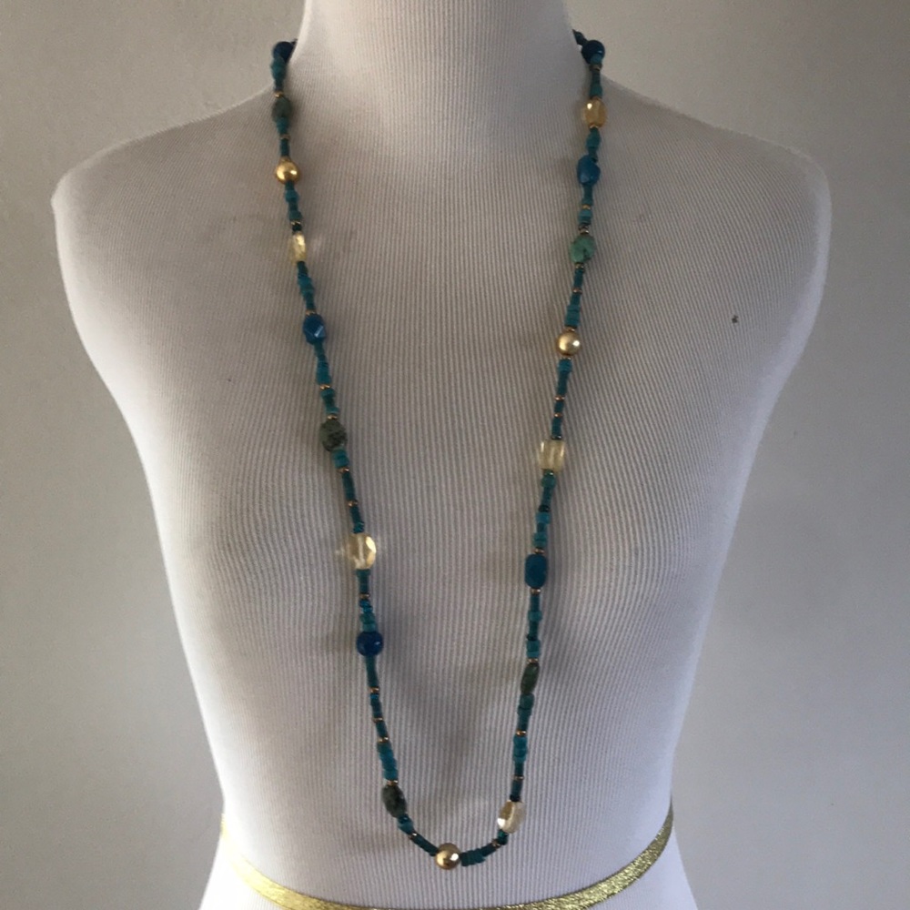 Long wrap teal necklace/bracelet 18in